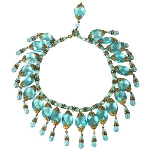 Miriam Haskell 1950's crystal aquamarine necklace